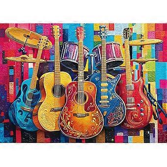 Quebra-cabeças para adultos: Guitarra colorida, Colcha de retalhos, Costura, Arte, Quebra-cabeças exclusivos, Quebra-cabeças desafiadores para noite de jogos DDA419