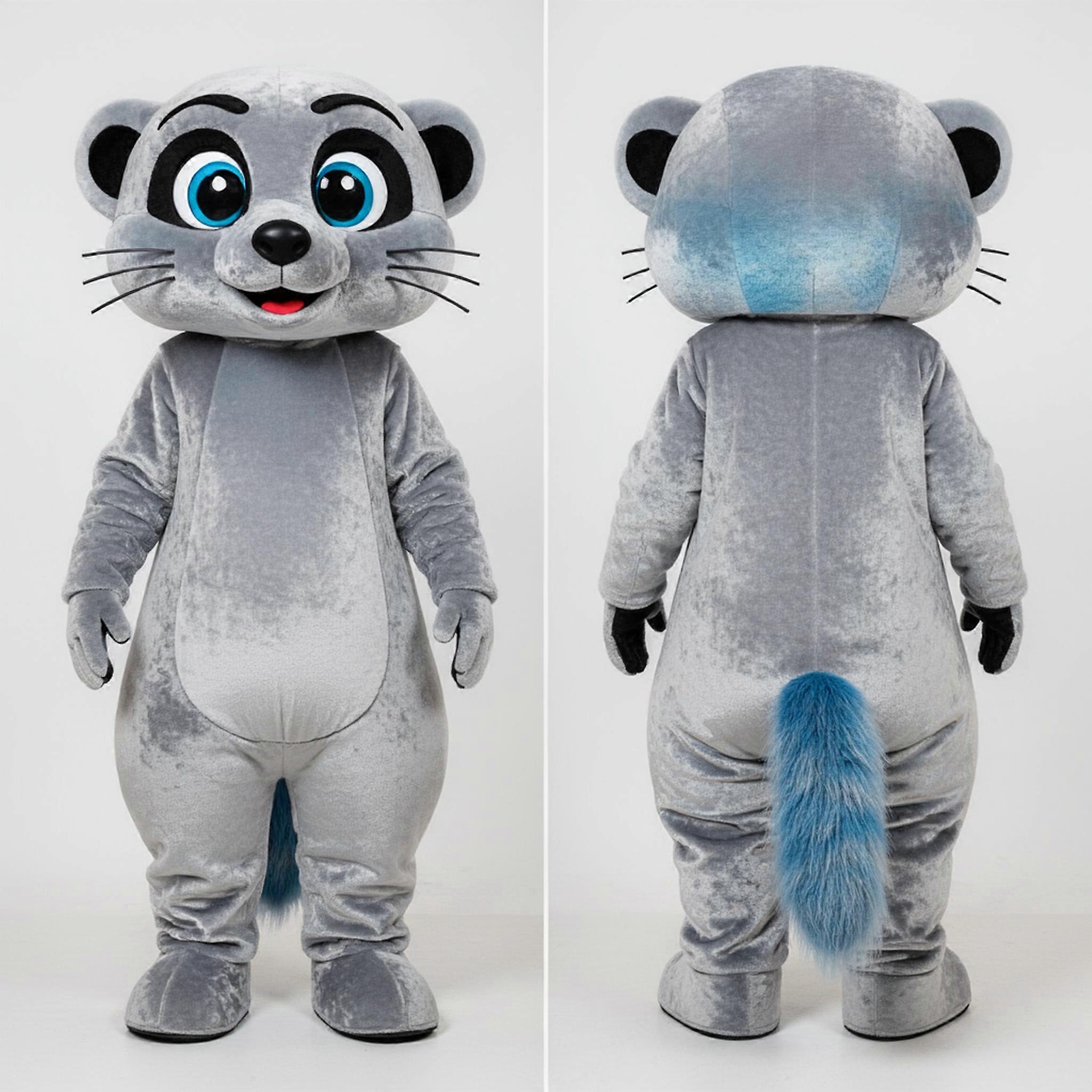MASTICOT Silver Grey Fluffy Meerkat Mascot