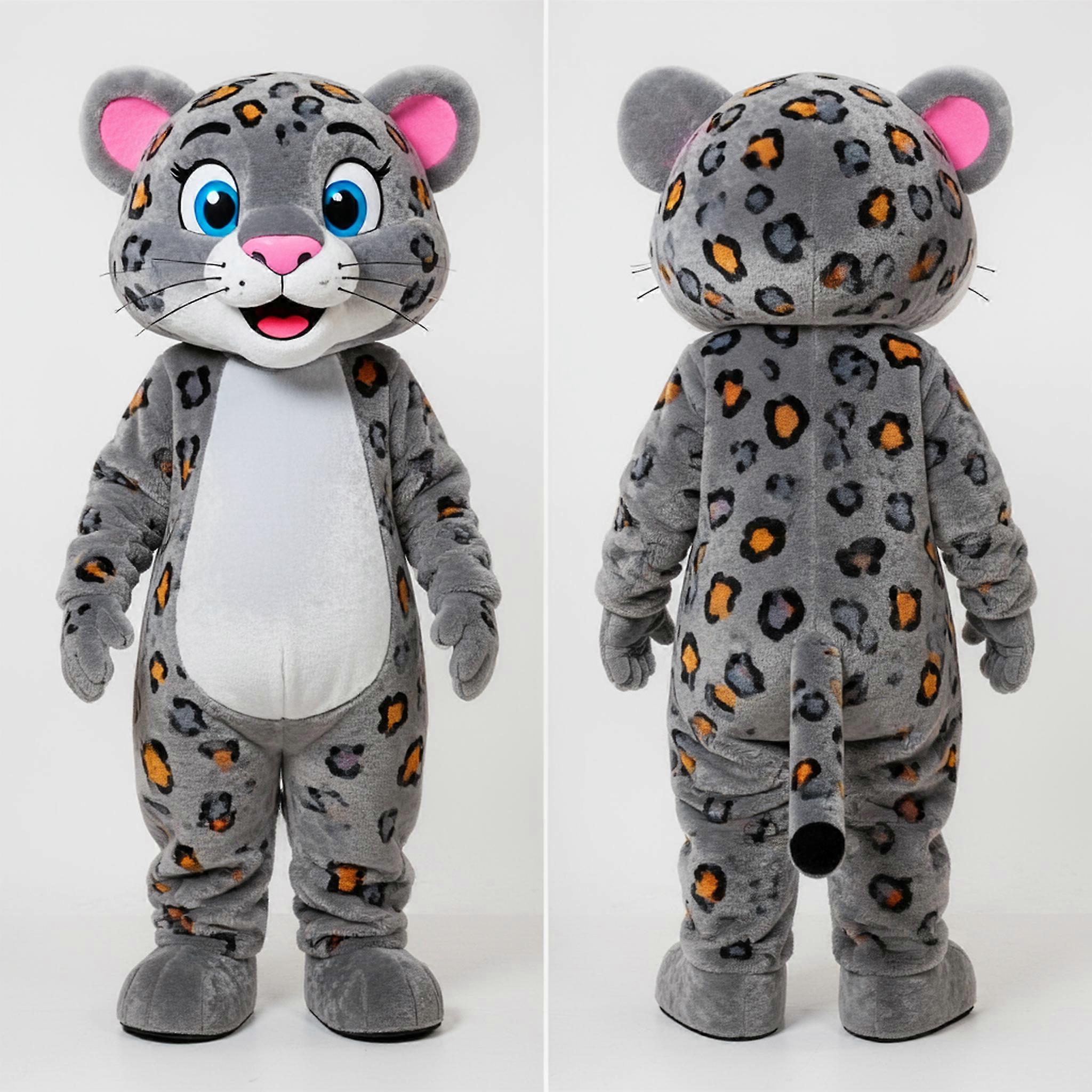 MASTICOT Gray Spotted Leopard Mascot