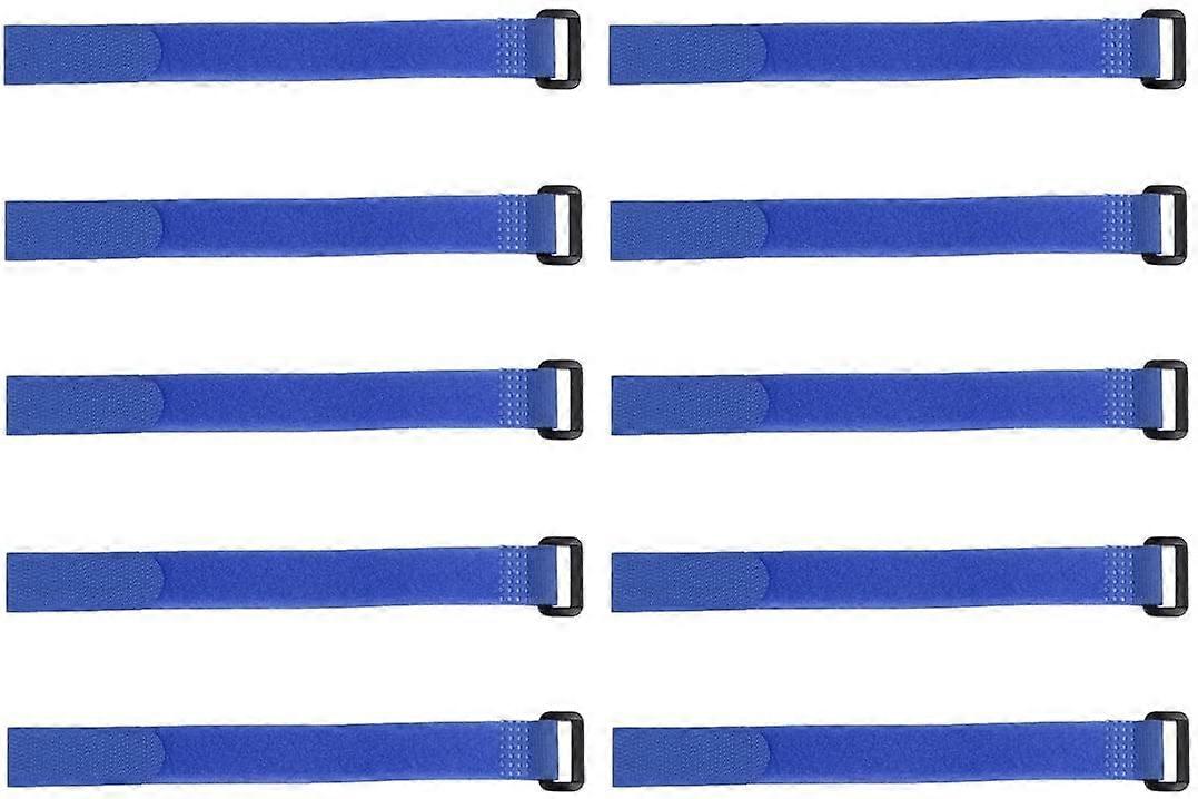 10pcs Blue Hook and Loop Straps 3/4x20inch Reusable Adjustable Cable Ties for Tangle Organization
