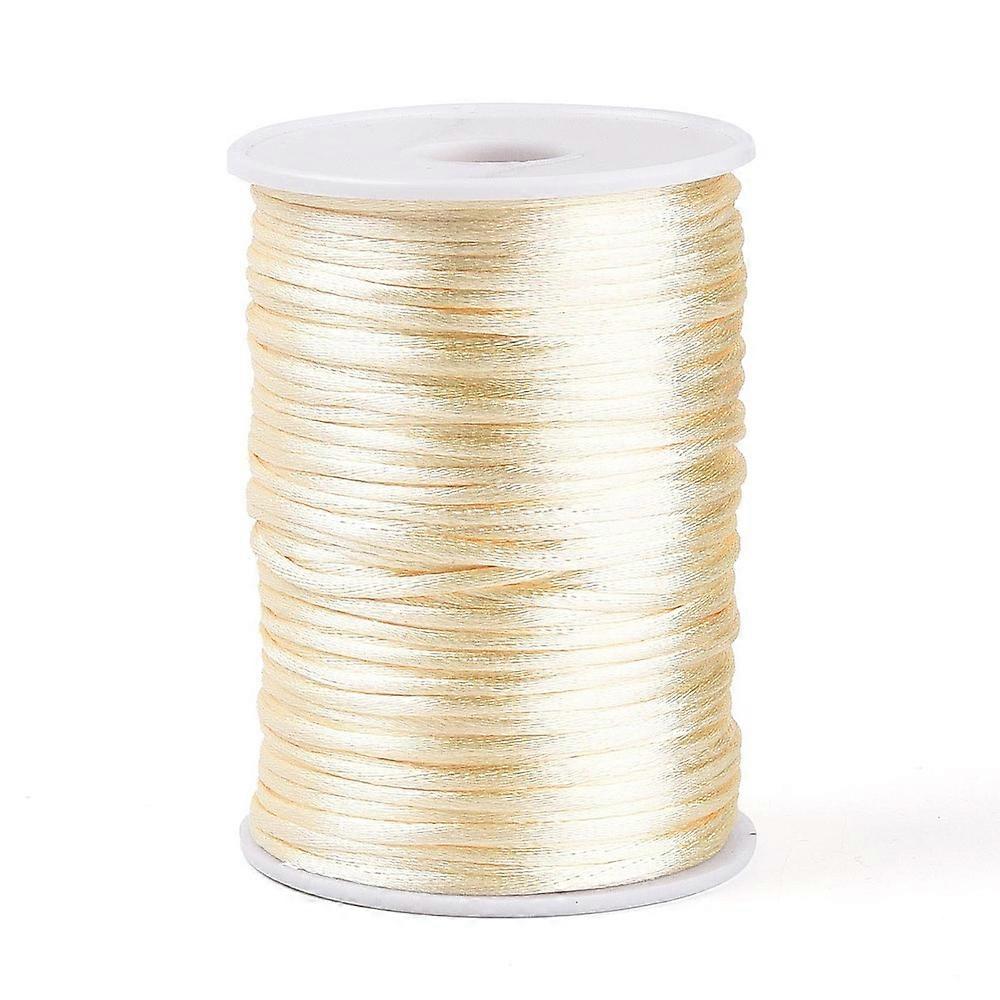 1roll Polyester Cords Light Yellow 2mm 98.42 yards(90m)/roll
