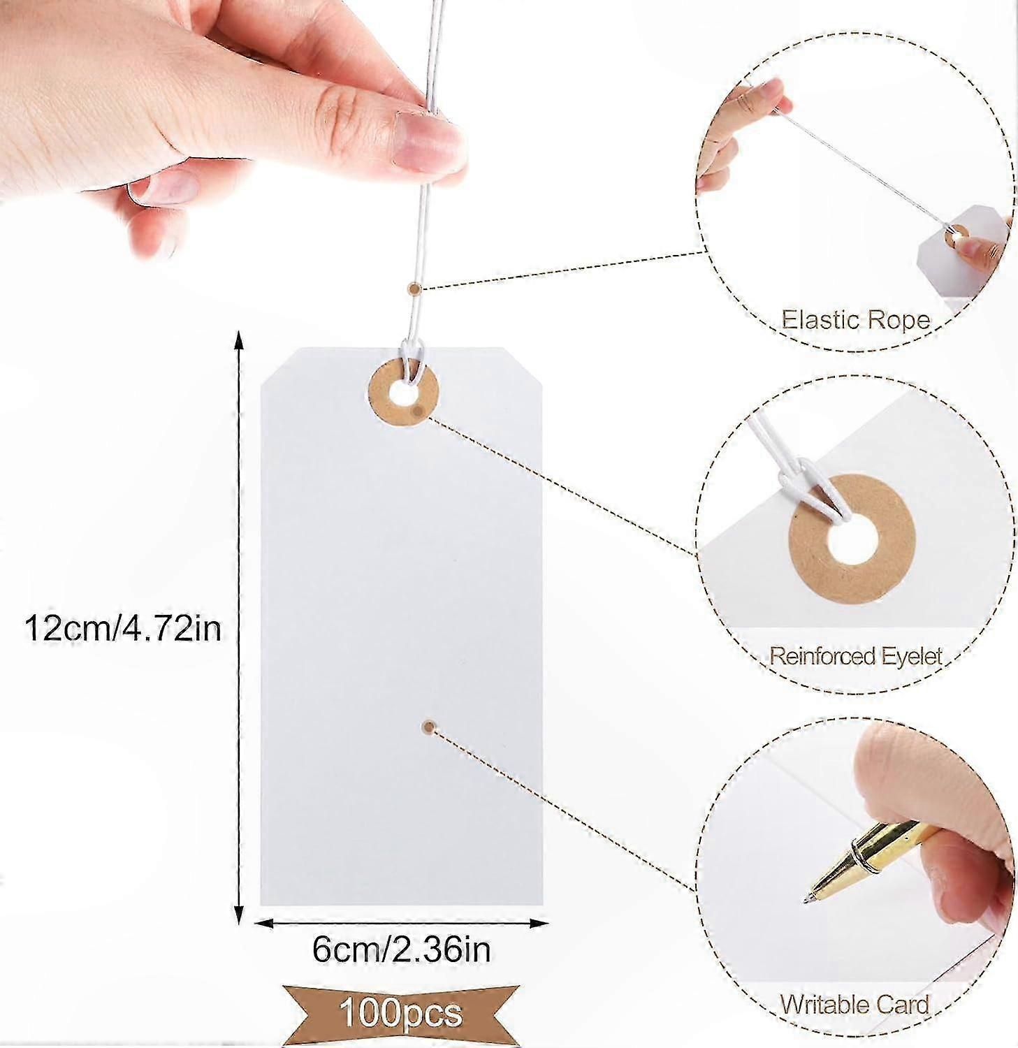 100 Durable White Hanging Gift Tags
