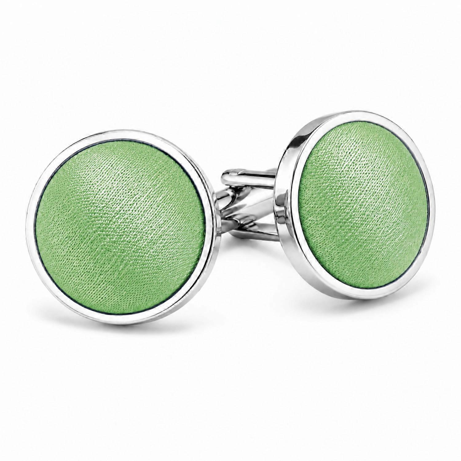Light Chartreuse Plain Satin Cufflinks