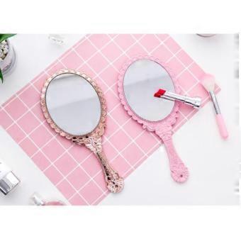 Handheld Makeup Mirror Portable Cosmetic Mirror 6Pcs Pink Gift Set