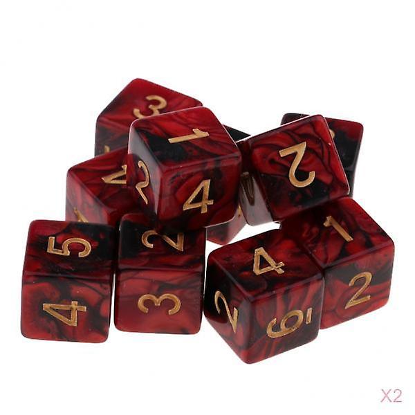 20x 6-sided Game Dice 16mm Dice for Board Games /Teaching Math Red+Black