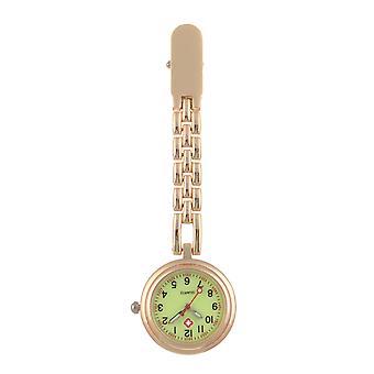 Veeki Clip on Hanging Lapel Watch, Nurse Fob Watch, Analog Quartz Pocket Watch with Luminous dial and Luminous Handrose gold