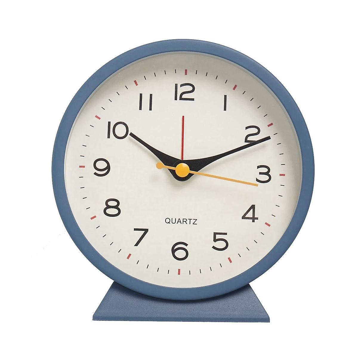 4.5 Inch Battery Operated Antique Retro Analog , Small Silent Bedside Desk Metal Clock with Light(B