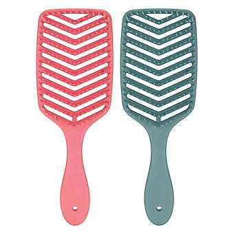 2pcs Paddel Entwirrung Entlüftung Bürste nass trocken runde Kamm Zähne Bart Entlüftung Massage Bürste rosa rot dunkelgrün