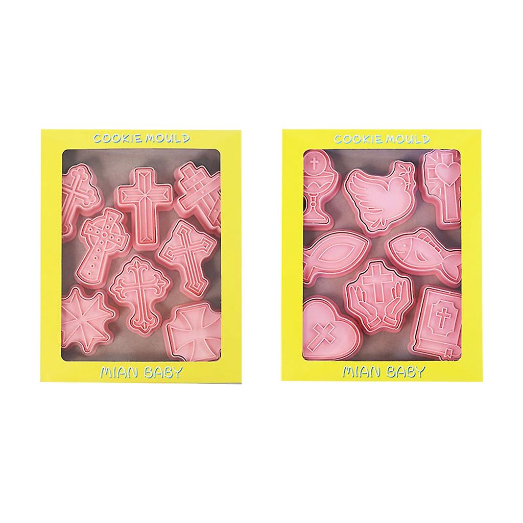 16Pcs Cute Easter Cross Cookie Cutters Set Cartoon Pressable Biscuits Mold