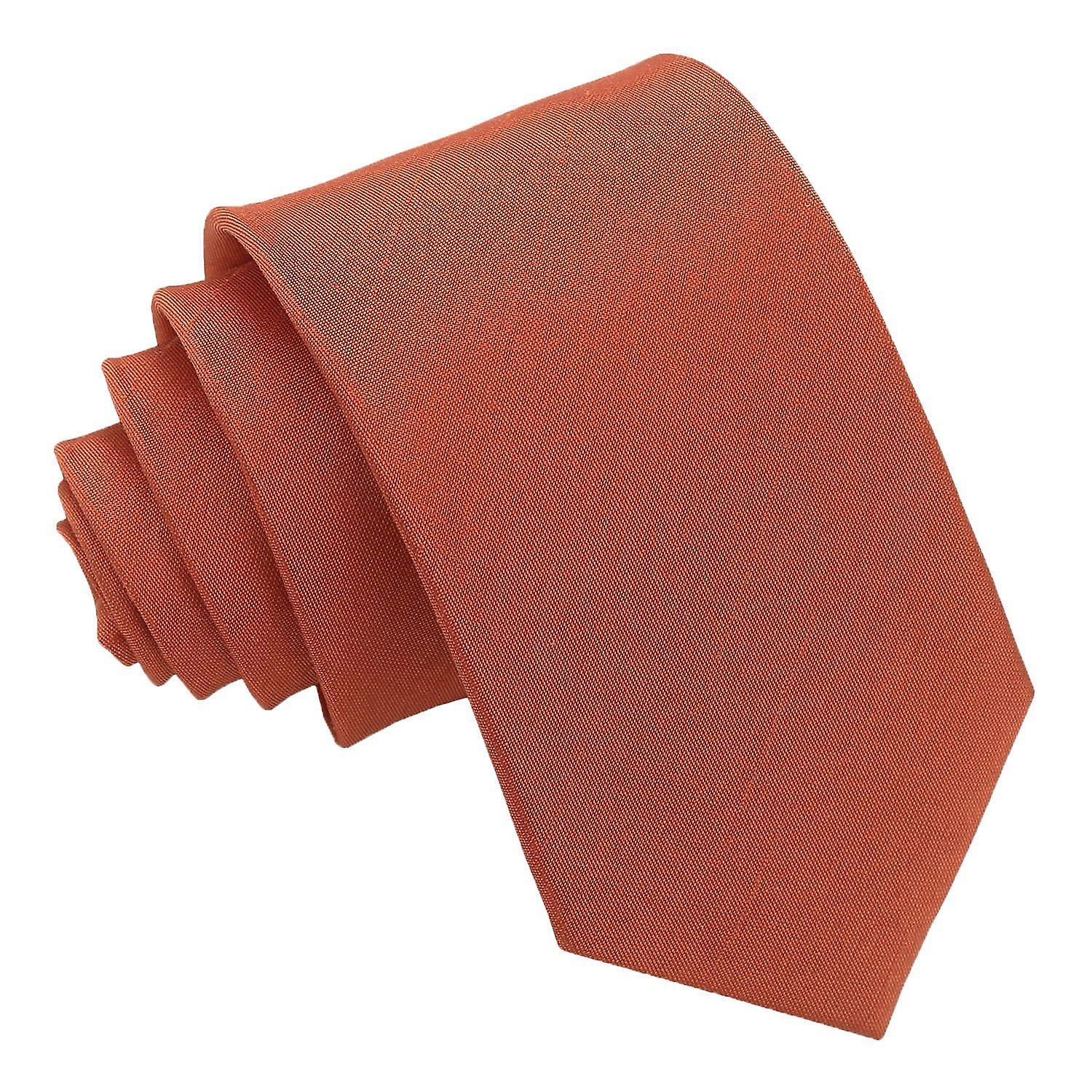 Rust Plain Shantung Slim Tie