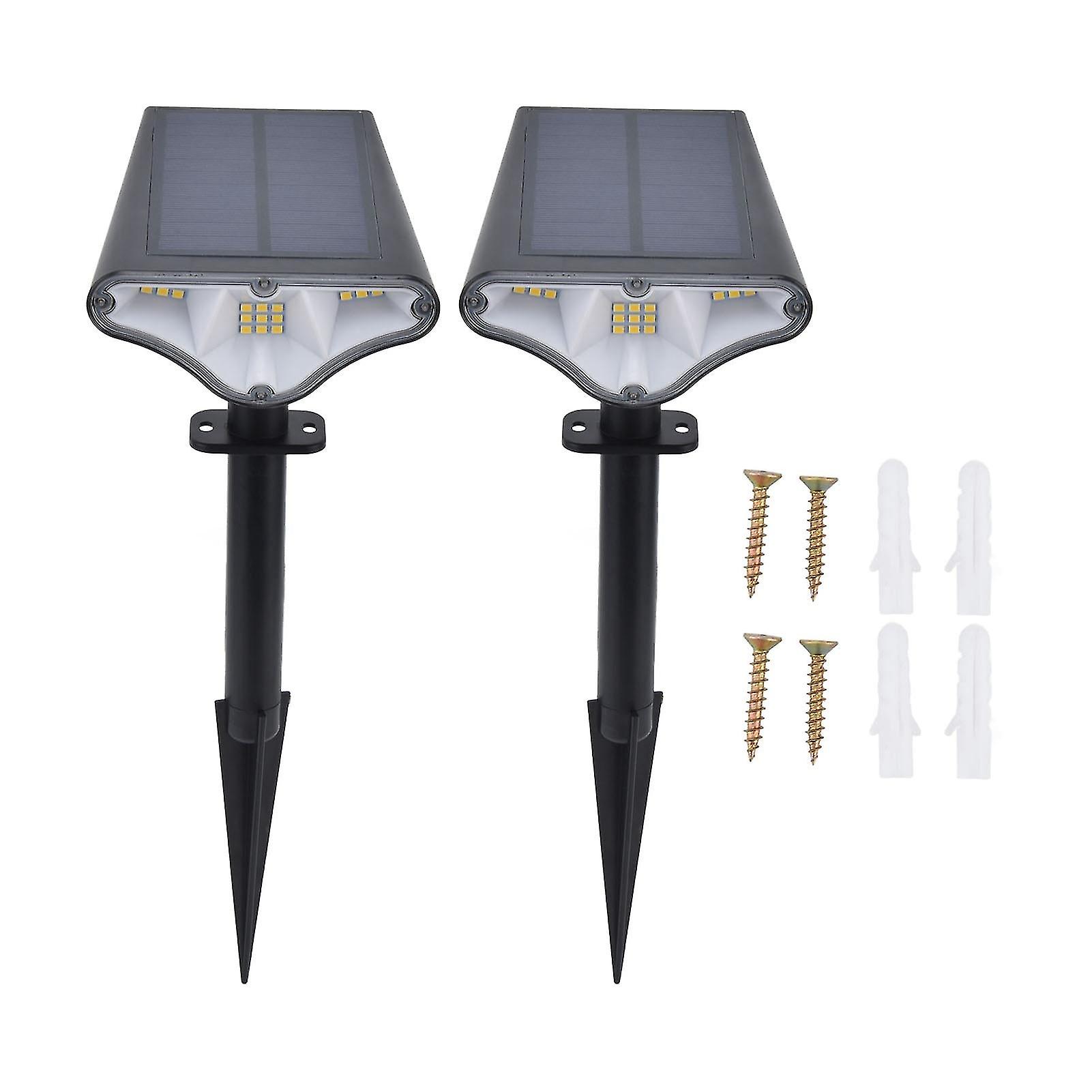 2 set faretti solari paesaggio 15leds solare alimentato luci di paesaggio per giardino giardino vialetto piscinaluce bianca