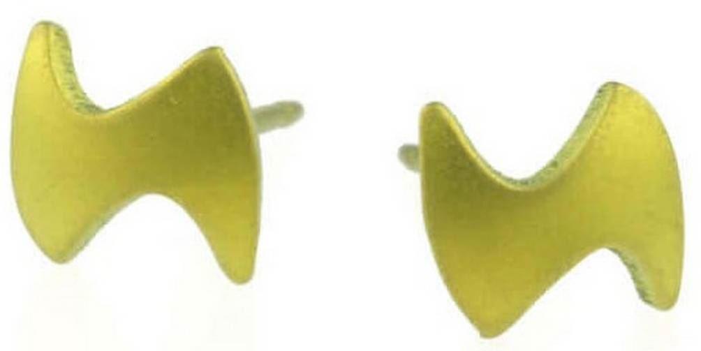 Ti2 Titanium Lightning Bolt Stud Earrings - Lemon Yellow