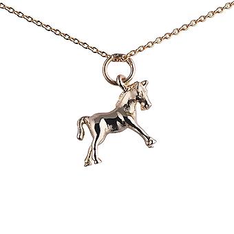 9ct Gold 12x16mm Pony Pendant with a 1.1mm wide cable Chain...