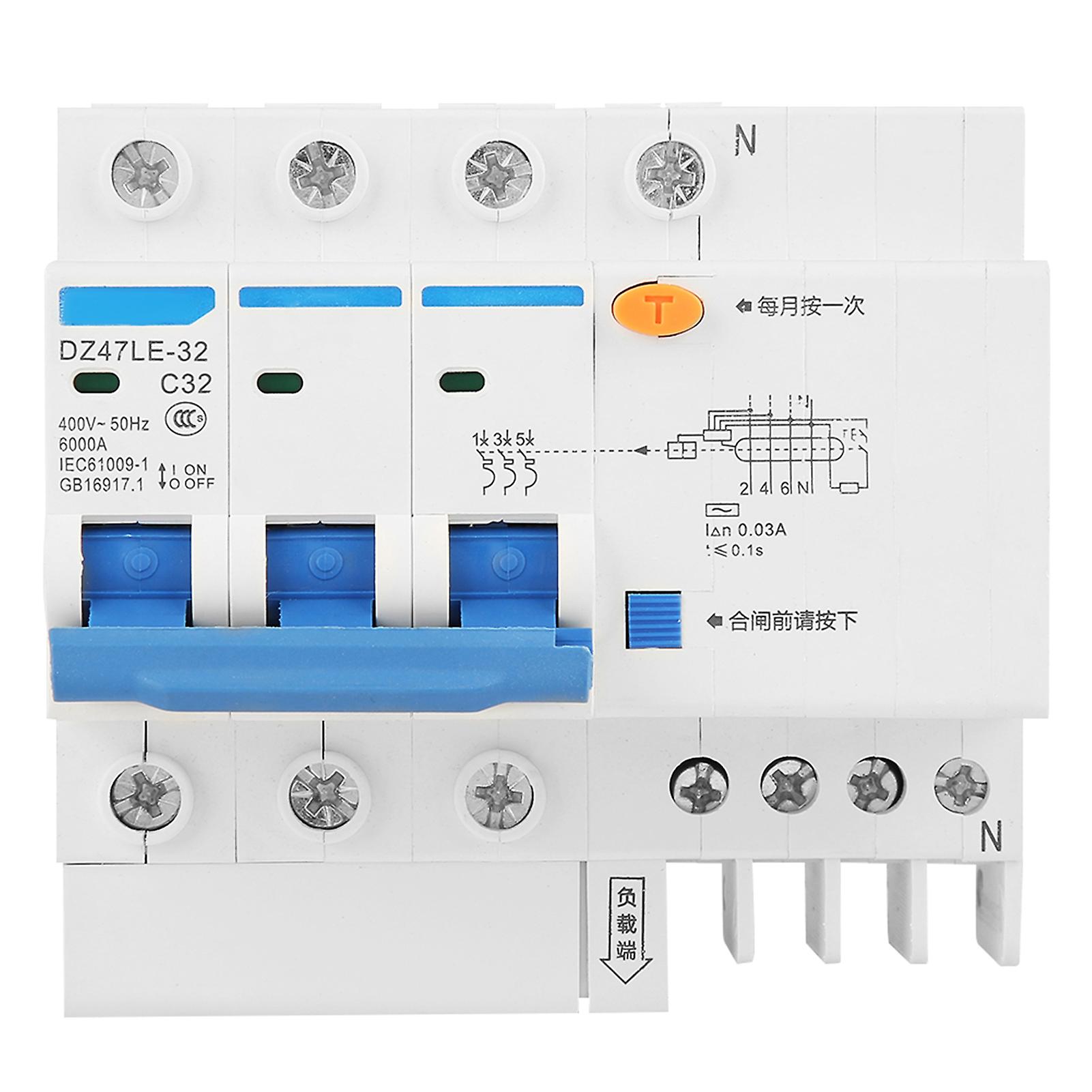 DZ47LE-32 3P+N C32 RCCB Residual Current Circuit Breaker 230V 32A 30mA