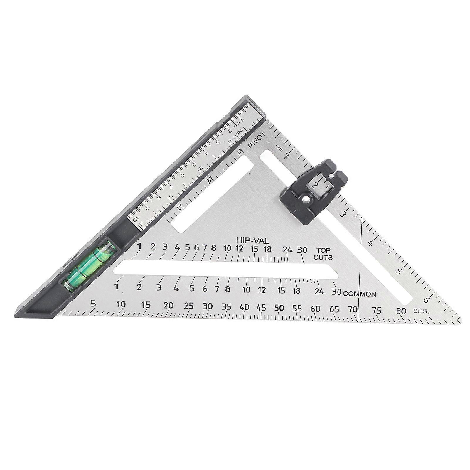 Qukaim Rafter Square Carpenter Square, 7in Metal Anti-Woodworking Rafter Square with Detachable Base, Triangle Square Tool for Accurate