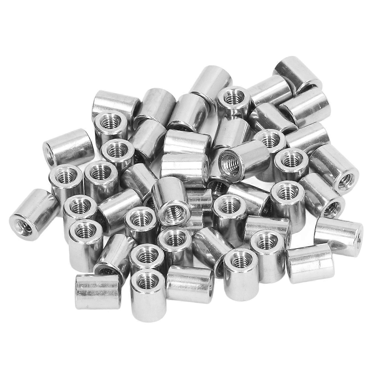 Risegun M4 Cylindrical Coupling Nut Stainless Steel M4 Female Thread Coupling Nut Kit, 50Pcs, Rugged Cylindrical Maintenance Nut