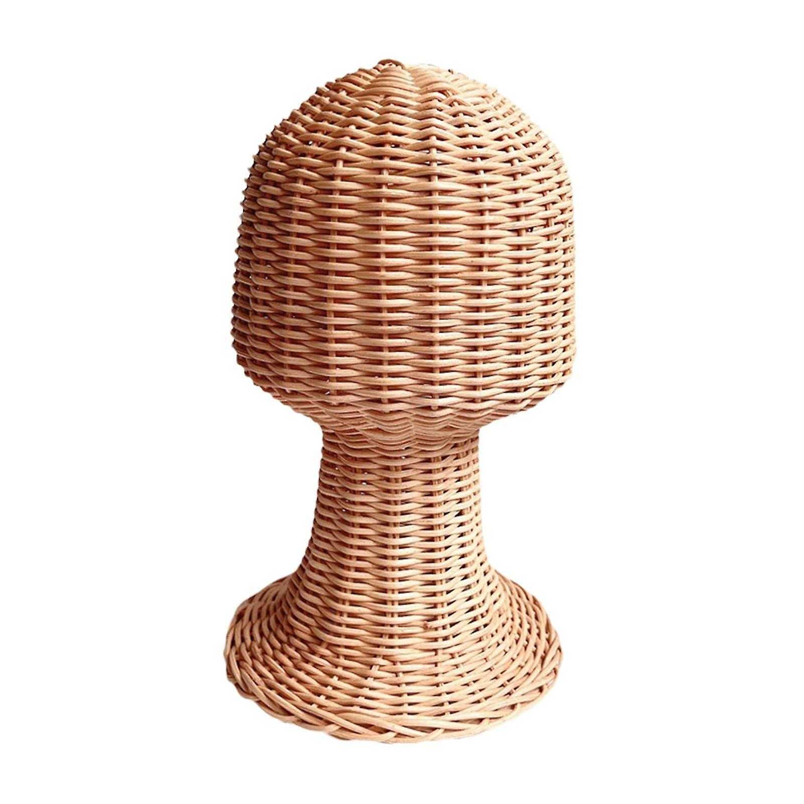 Hat Display Stand Wig Holder Lightweight Multiuse Rattan for Table Shop Home