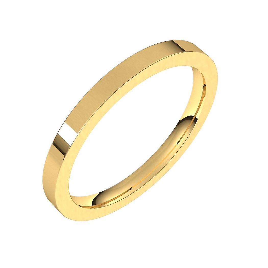 14k keltakultainen litteä 3,5 2 mm:n mukavasti istuva litteä ja mukavasti istuva sormus naisille ja miehille, koko 3,5