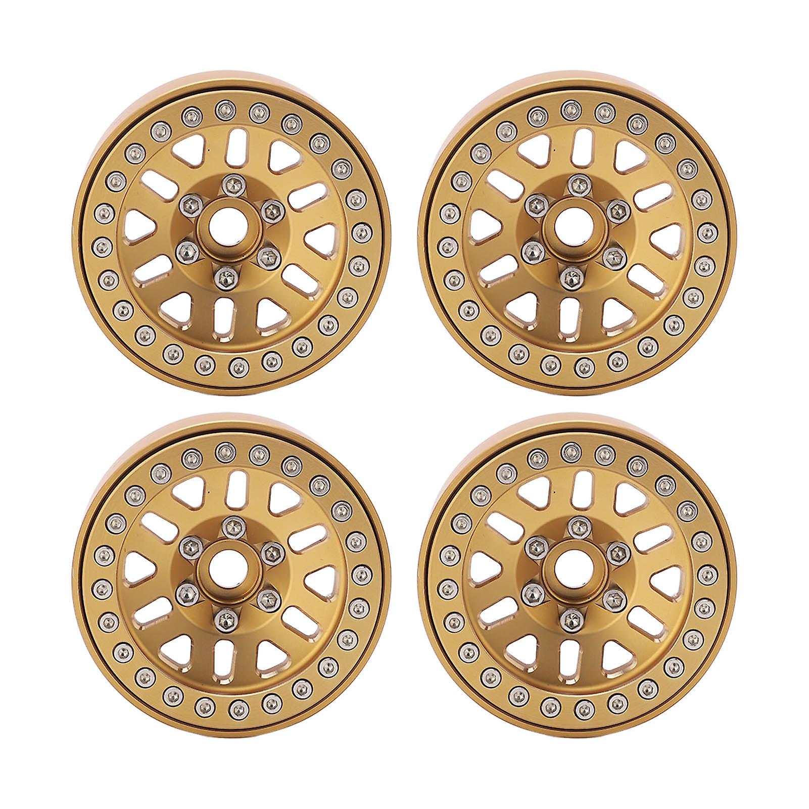 4 Pcs Beadlock Wheel Rim Hub Brass Heavy 1.9Inch for Axial SCX10 90046 AXI03007 D90 D110 TF2 for Traxxas 1/10 RC Car