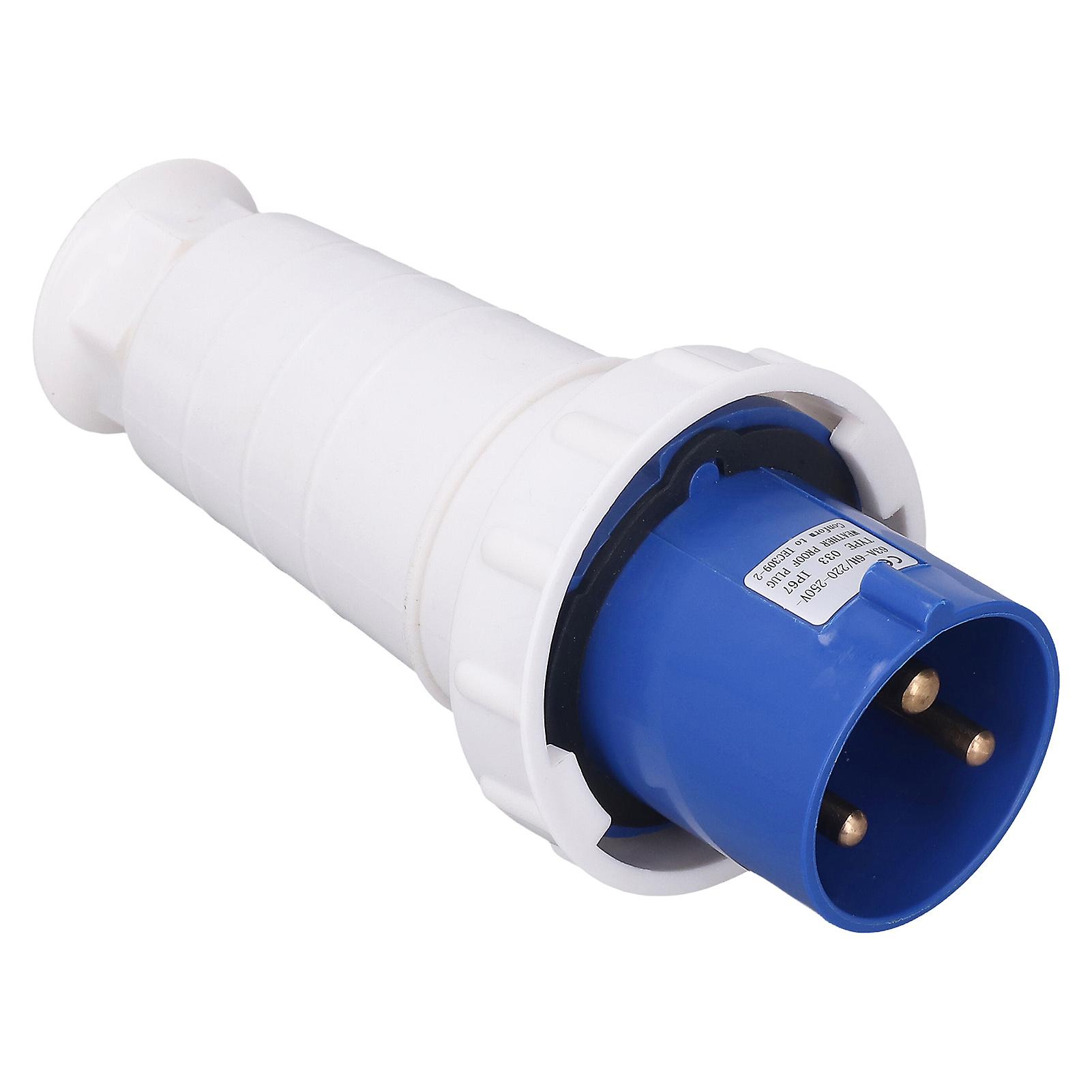 3 Pin Industrial Plug IP67 Waterproof Electrical Power Connector PP Shell 220‑250V 63A