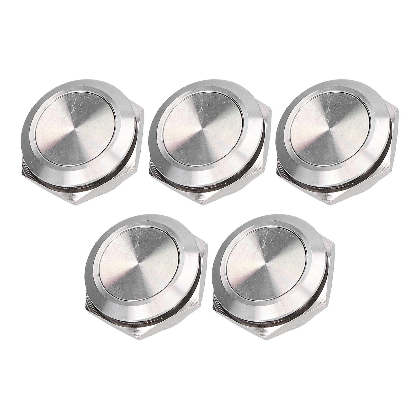 5pcs Waterproof Stainless Steel Flat Button Switch with Screw Terminal 0-220V Power Supply Accessories