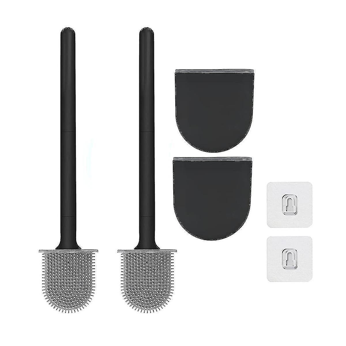 5color/Premium Toilet Brushes & Holders, 2 Pack,wall-mounted (without Drilling Holes), Deep Cleaner Silico