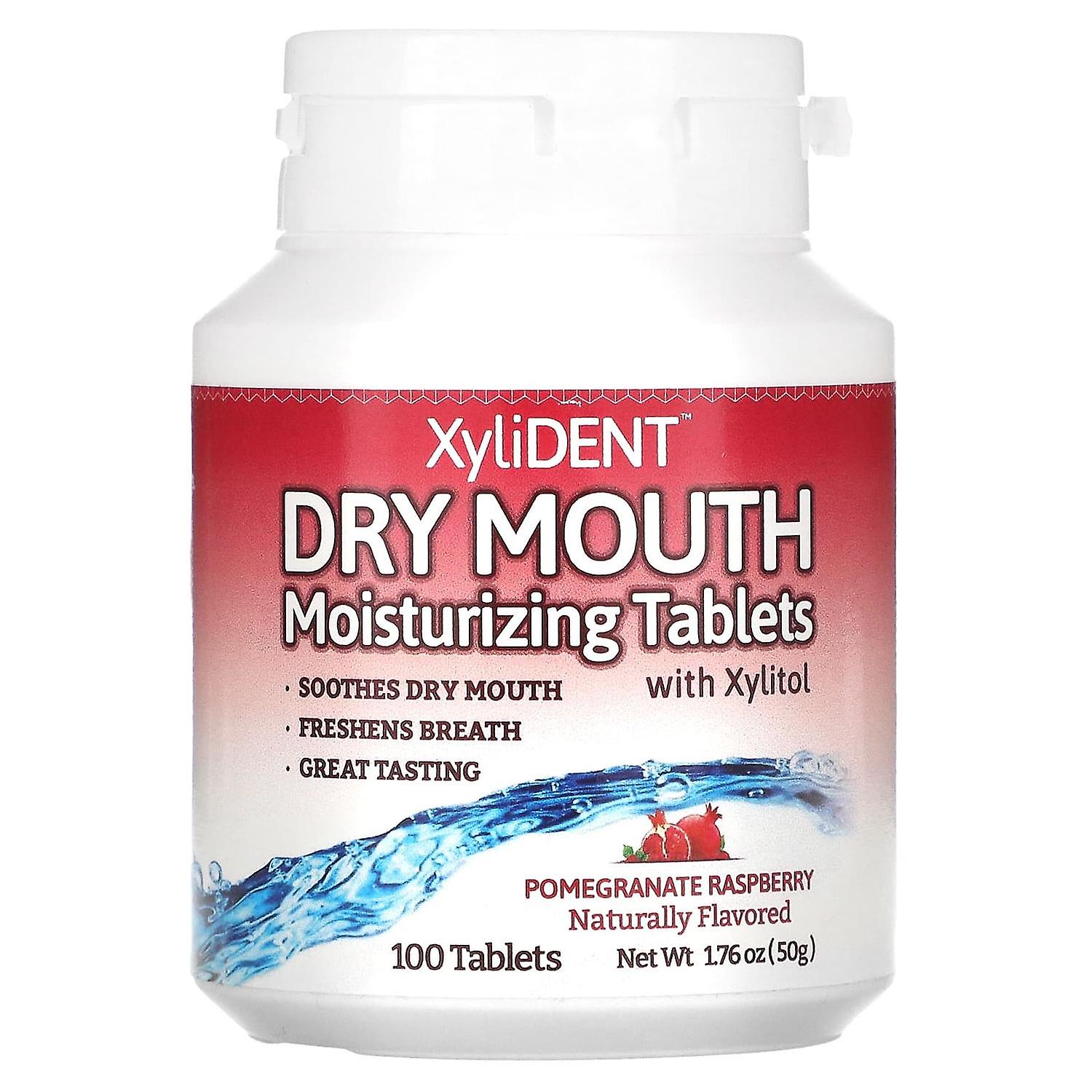 XyliDENT, Dry Mouth, Moisturizing Tablets with Xylitol, Pomegranate Raspberry, 100 Tablets