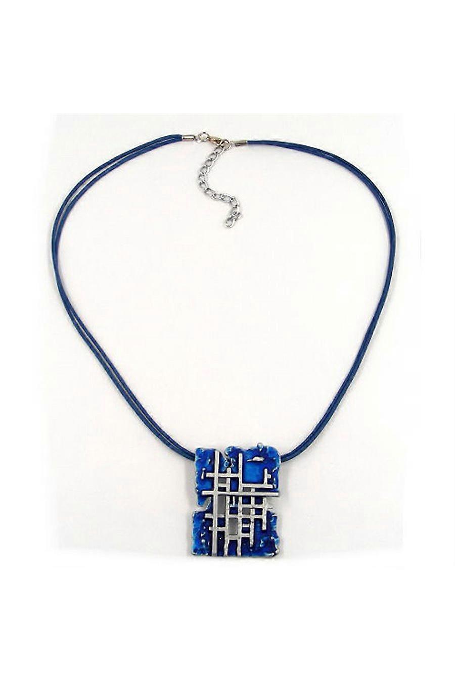 Necklace Grid Cobalt-blue-silver 50cm - Gl00373