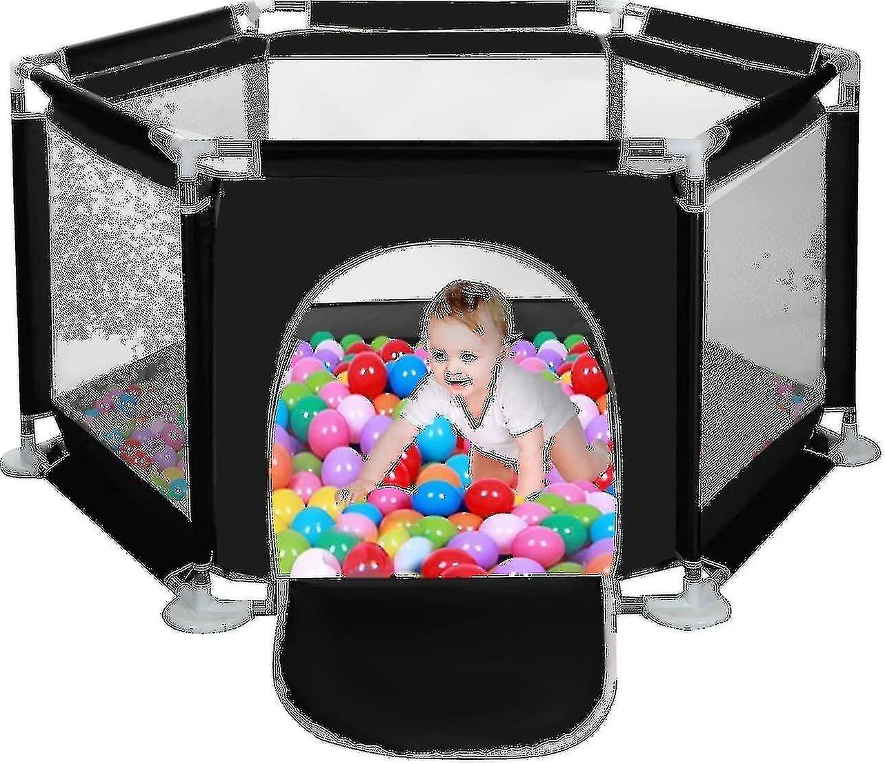 Hop Baby Fence Six Panel Baby Fence Lar Movable Baby Fence with Functional Net for Toddlers with Rou