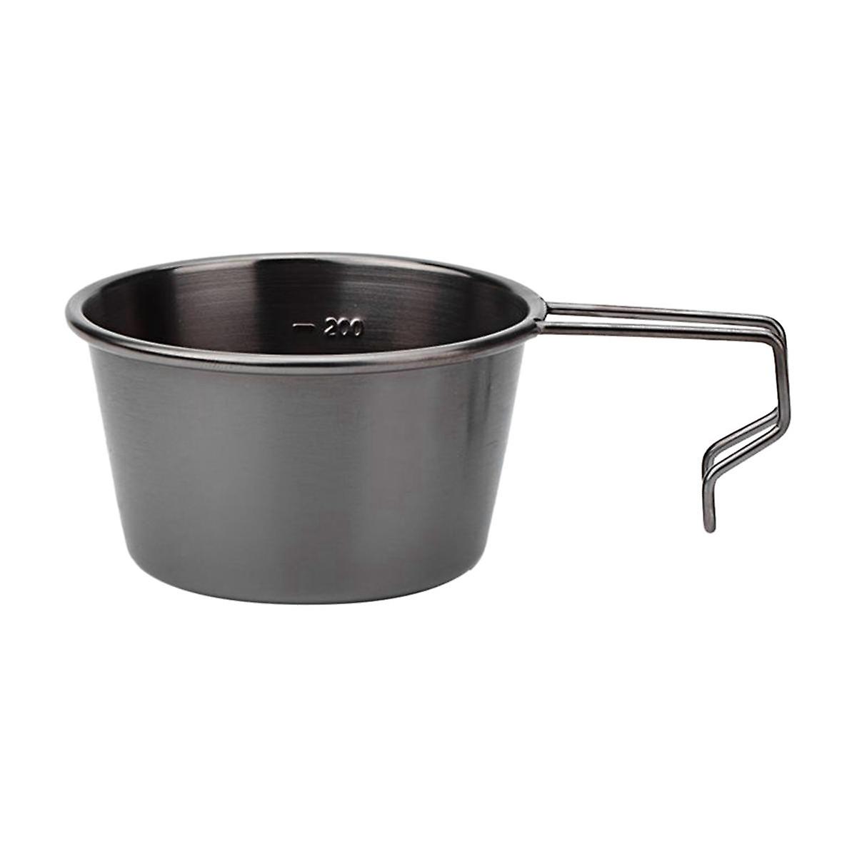 Picnic Bowl Non-Stick Camping Cup with Handle Tableware Outdoor Cookware Cooking Bowl Black 200ml