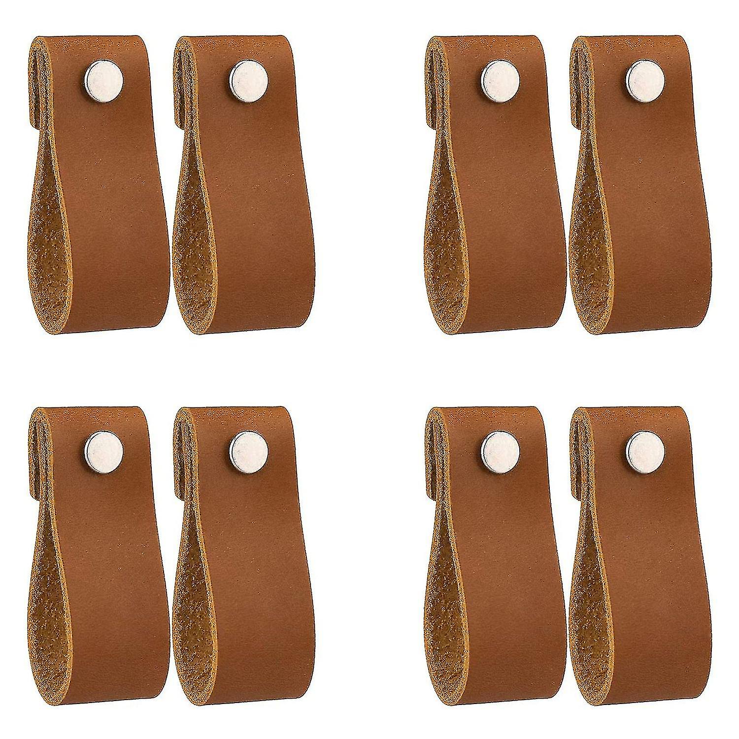 درج جلدي يسحب 8 قطع جلدية مضمد المقابض اليدوية من الجلد الخالص مقابض لأبواب الخزانة