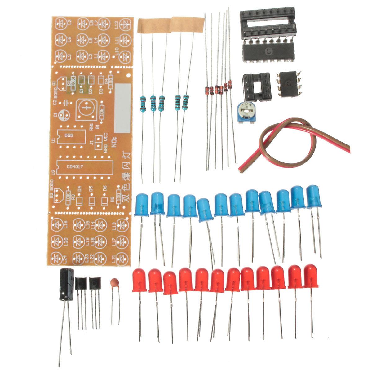 Diy Two-color Led Flashing Light Electronic Kit Circuit Board