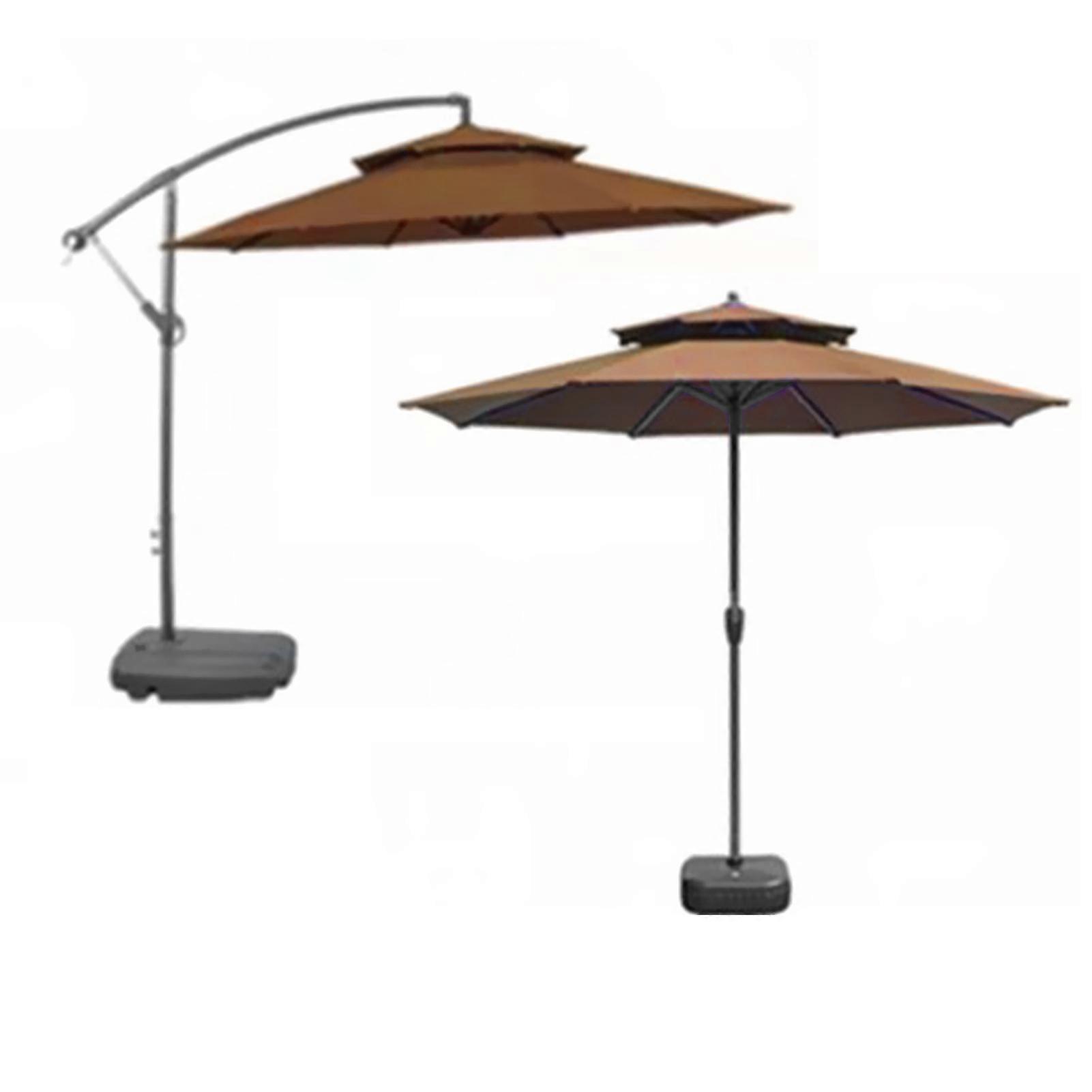 2.7m Double Top Sunshade Umbrella Replacement Cloth, White/Kakhi, S/L