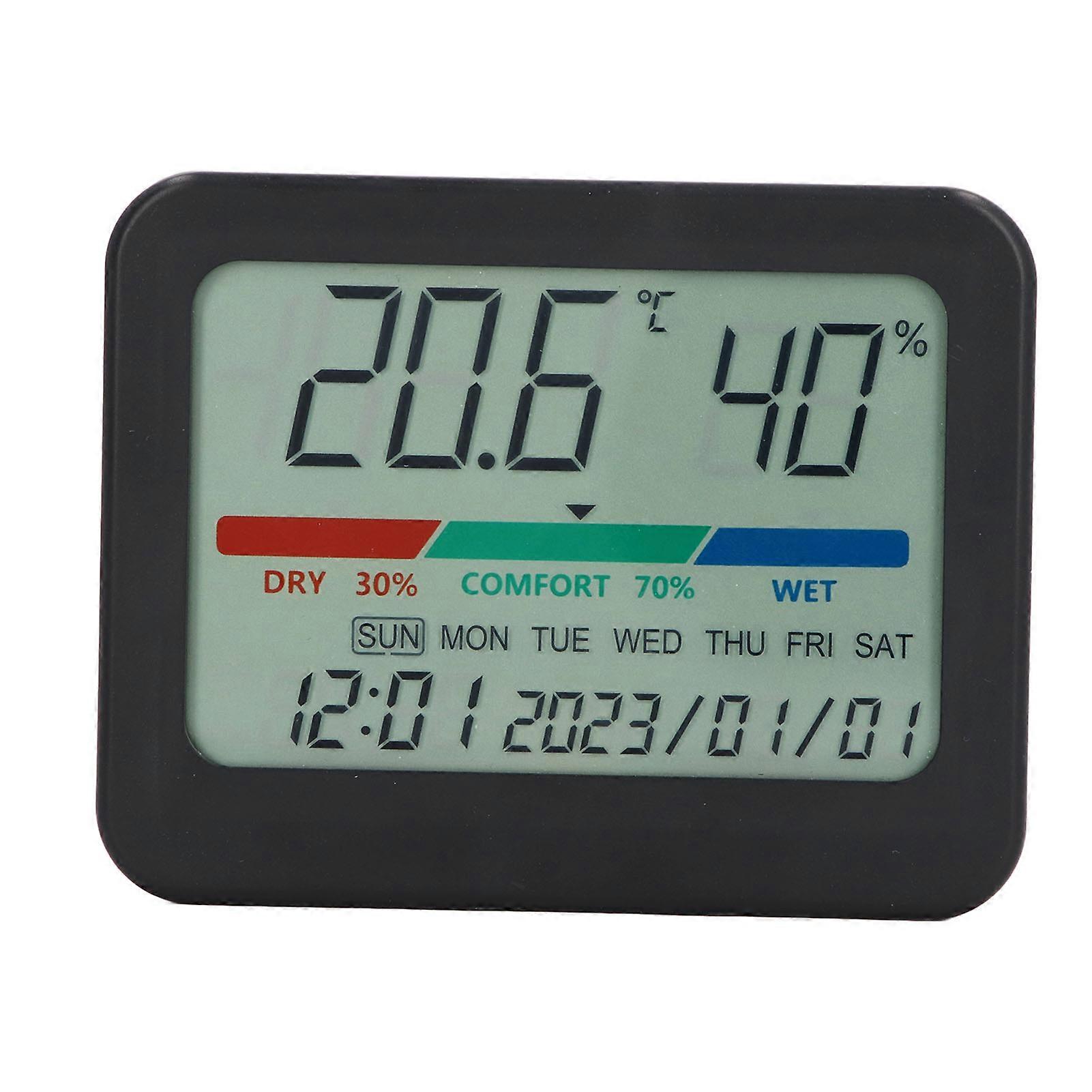Digital Temperature and Humidity Monitors HD Real Time Monitoring Multifunctional Indoor Temperature Humidity Meter with Calendar