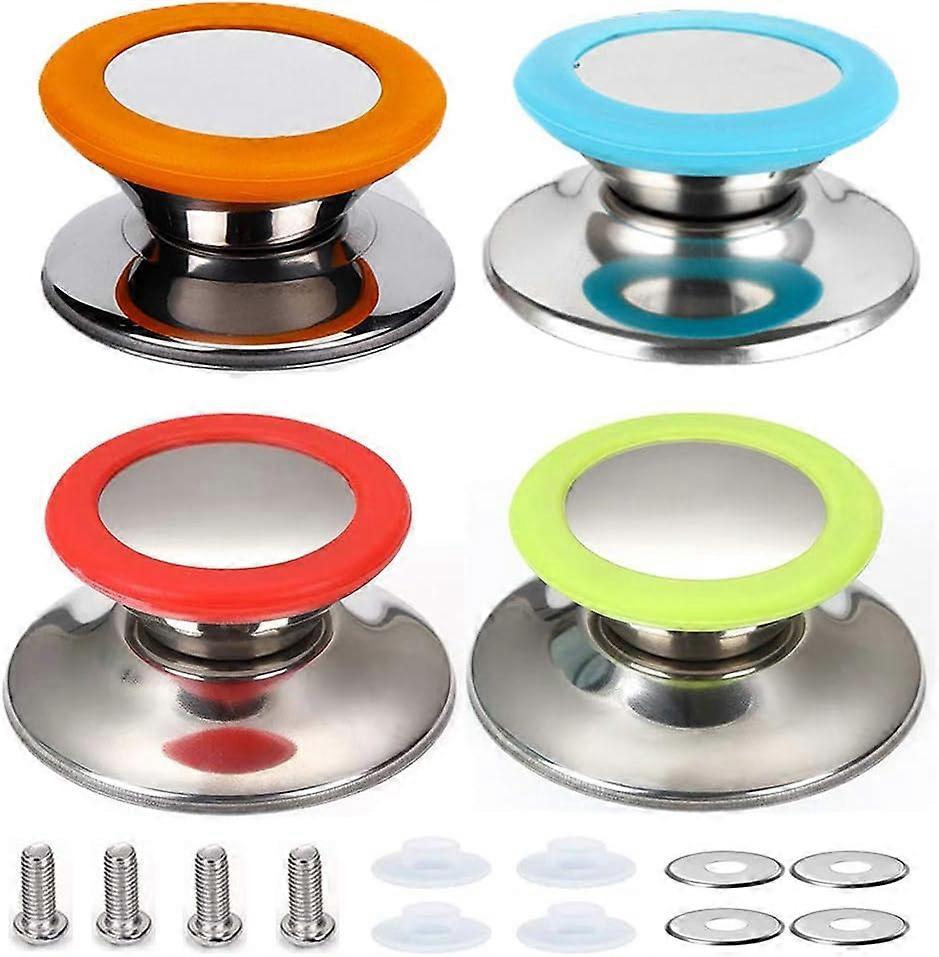 4 Pices Couvercle Casserole, Boutons Couvercle Casserole(Rouge, bleu, vert, orange), Pices Rechange Pour Cuisinire Usage Domestique, Cuisine Universe