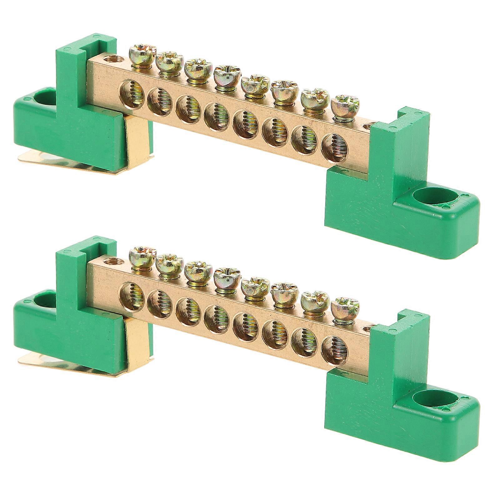 2pcs Ground Bus Bars Electrical Grounding Bars 6 terminals Block Ground Rod