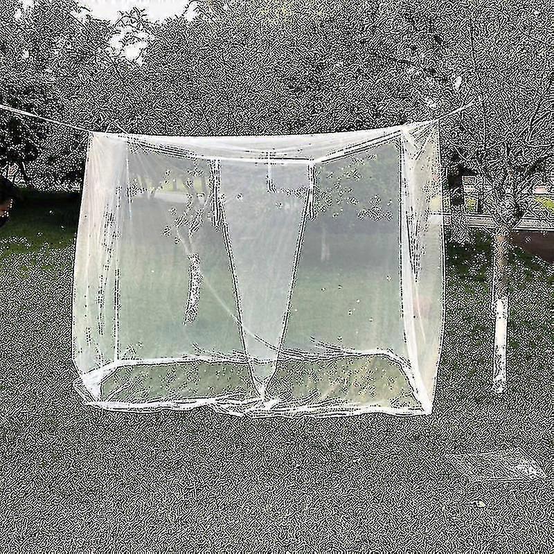 1 Set Portable Summer Camping Anti Mosquito Net Durable Lightweight White Mesh Square Foldable Mosquito Net (200 * 180 * 200cm)