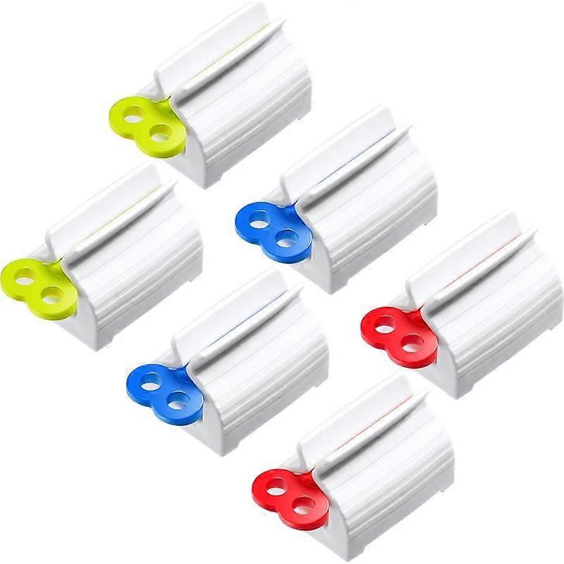 Barsinfi 6Pcs Rolling Tube Toothpaste Squeezer Toothpaste Seat Holder Stand