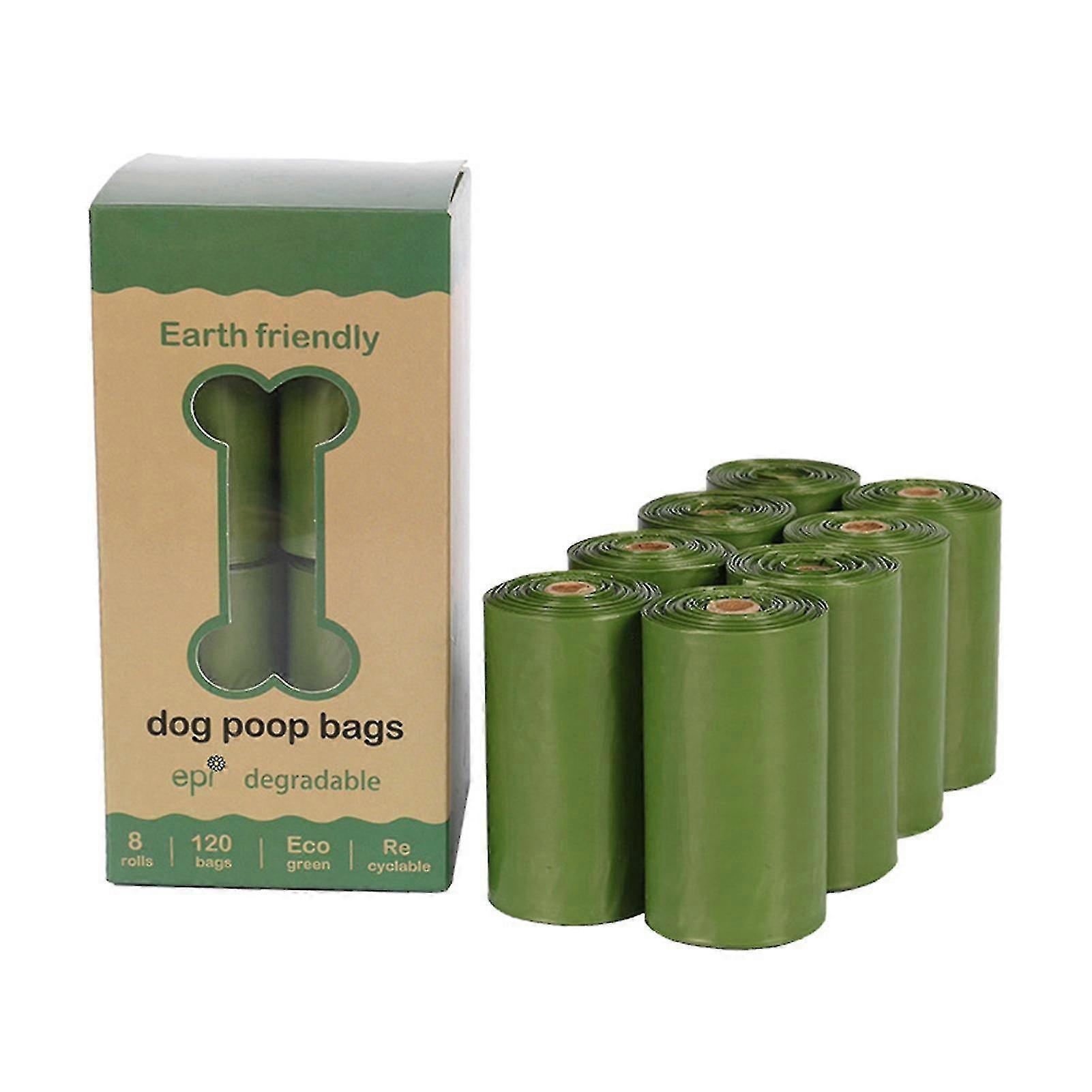 8 Rolls Dog Poop Bags Dgradable Tanche Rsistant La Dchirure Sacs De Dchets Danimaux De Compagnie Pour Outdoor Puppy Walking Travel