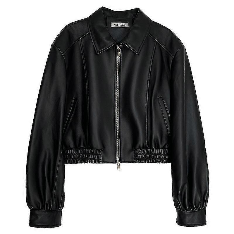 Echt lederen Dad Bomber Jacket voor dames