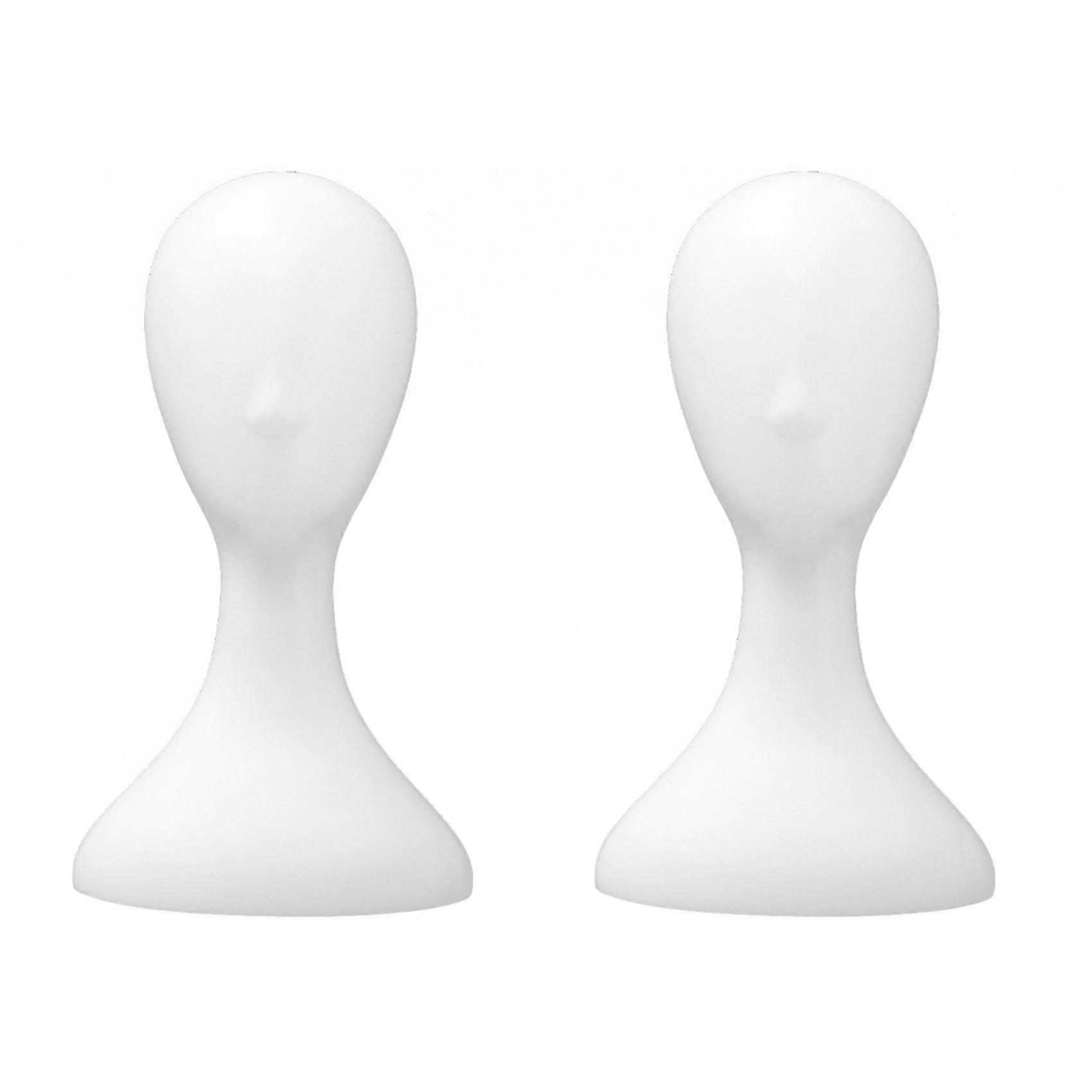 2x Lady High Plastic Head Wig Head Female Model Head White