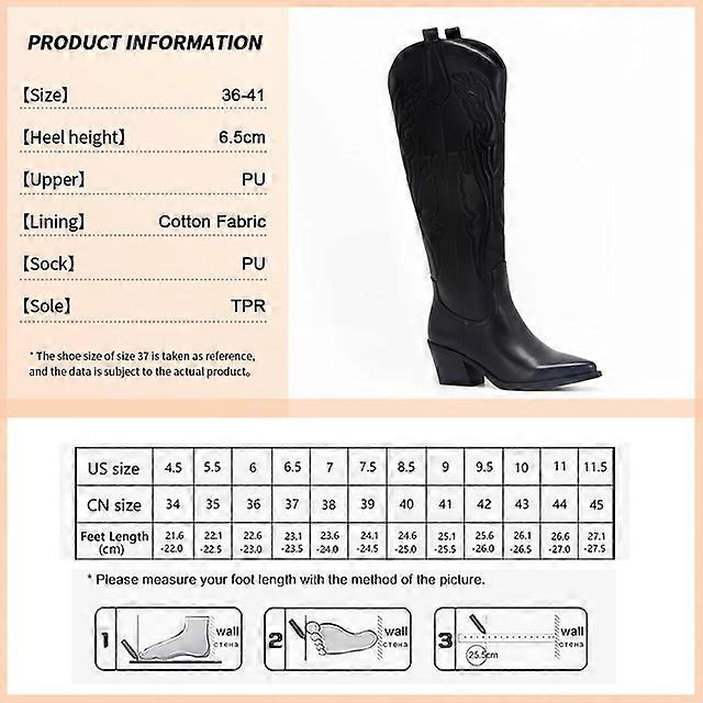 Retro Autumn Winter White Knee High Boots Big Size 41 Women Comfy Walking Female Western Cowboy Boot For Shoes