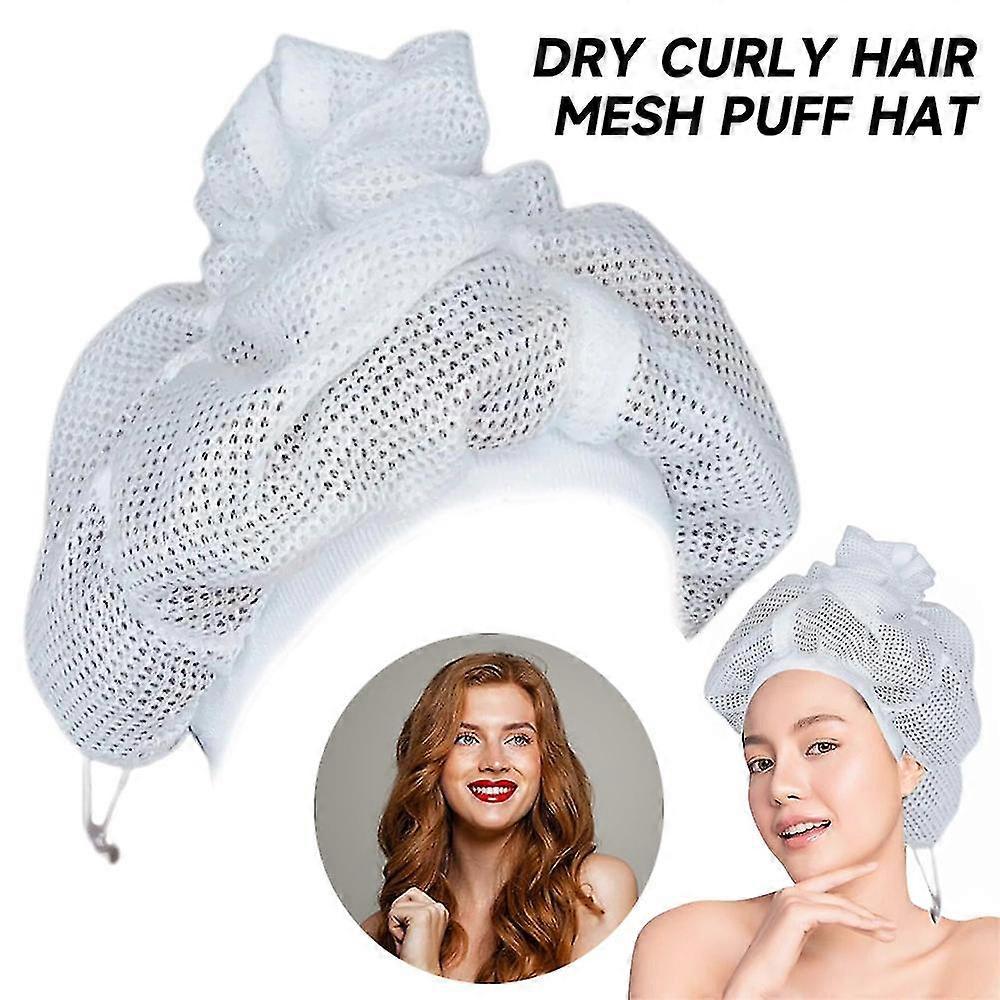 Net Plopping Cap For Drying Curly Hair Drawstring Adjustable Mesh Plop Cap
