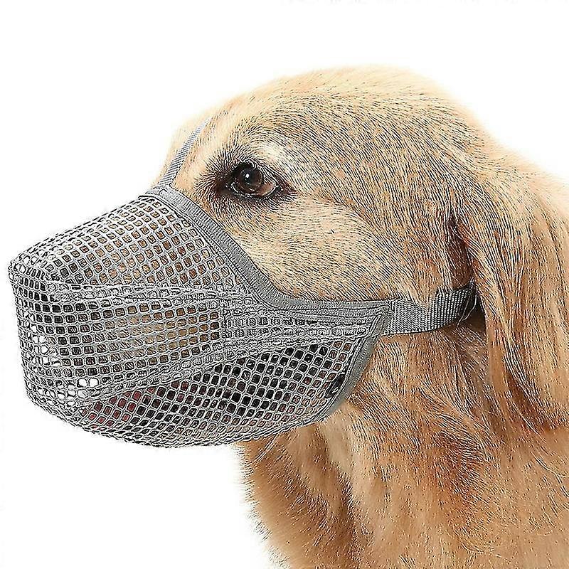 Dog Muzzle With Adjustable Straps, Soft Mesh Covered Muzzles For Small Medium Large Dogs(Gray L)