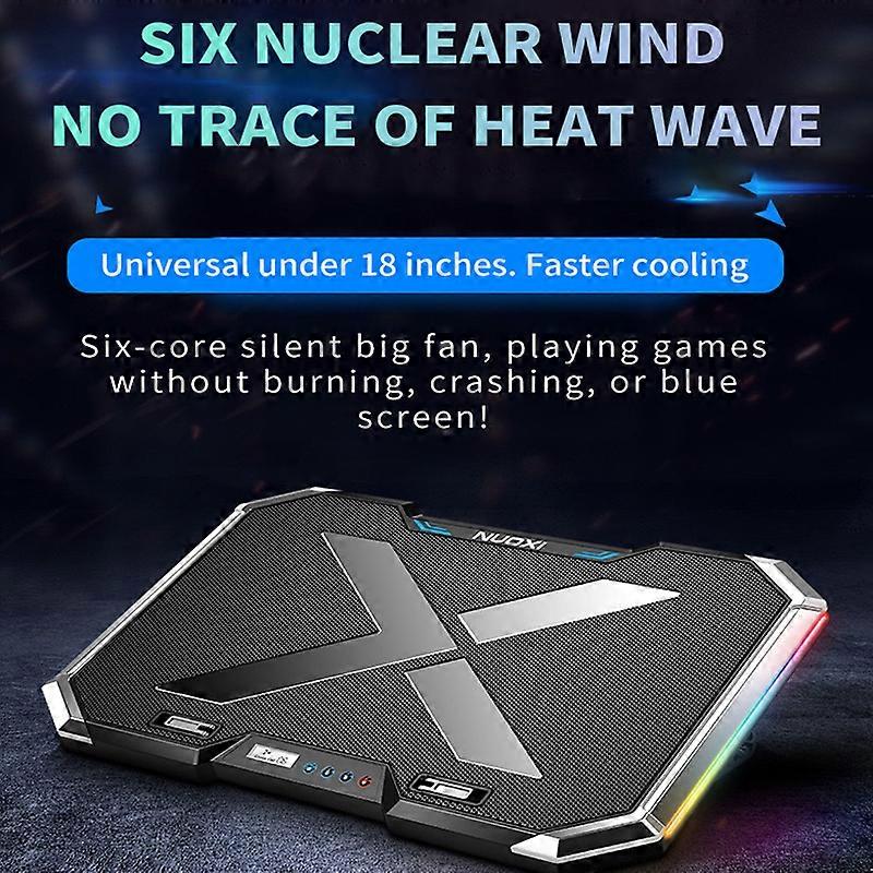 Used for Less than 18 inch Notebook Cooling Bracket Pad RGB Light LCD Screen Button Semiconductor 6 Fan Elevating Pplatform