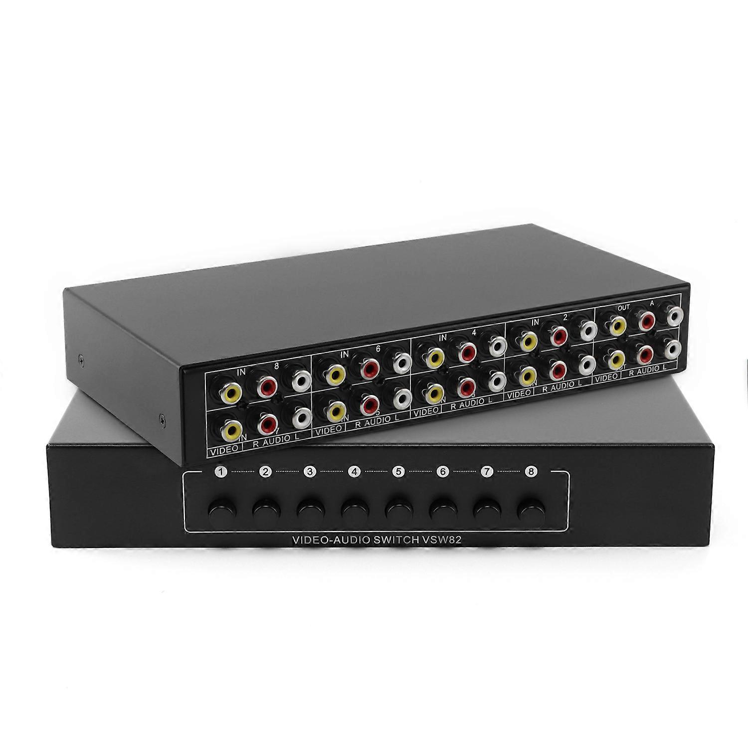8 Ports 2 output Composite 3 RCA Video Audio AV Switch Switcher splitter Box Selector 8in 2out 8x2 for HDTV LCD DVD