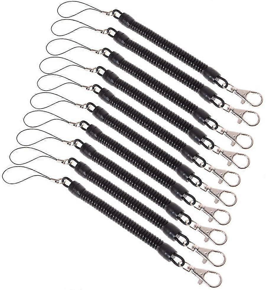 10 Pcs Spring Rope Keychains Black Cord