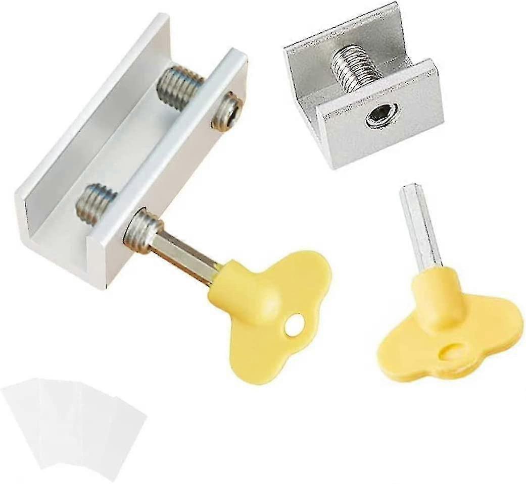 Sliding Bay Latch, 2 Pcs Sliding Window Lock Anti-slip Aluminum Alloy Security Window Lock With Key Sliding Door Block