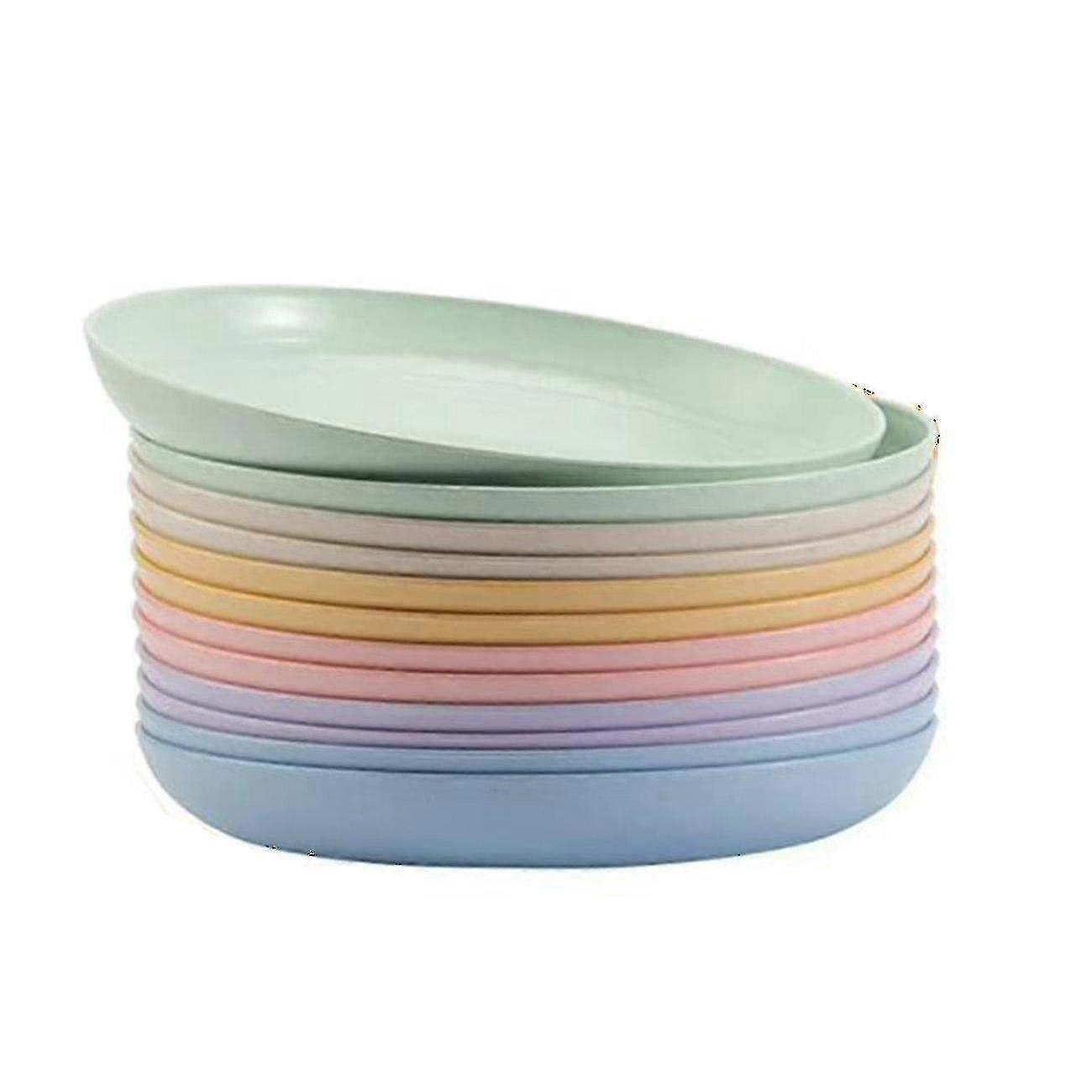 12pcs 9 Inch Lightweight Wheat Straw Plates,plastic Platescolor Random