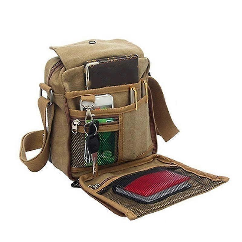 Men\'s Vintage Canvas Multifunction Travel Satchel Casual Messenger Shoulder Bag KAESI